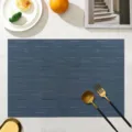 Premium PVC woven placemat heatproof waterproof table mat for dining room kitchen decor 1pc - [Deep Blue] Lucky Bamboo