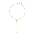 Elegant gold stainless steel Y-shaped necklace featuring sparkling zircon accents - Gold Square Heart Rhinestone Y-Necklace(NC26Y0259)
