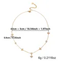 Elegant gold stainless steel necklace with zircon flower charms 16.54in plus 1.97in - Gold Floral Round Rhinestone Y-Necklace(NC26Y0260)