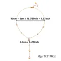 Elegant gold-tone stainless steel Y-shaped necklace with sparkling zirconia, 40+5cm length - Gold Rectangular Pear Rhinestone Y-Necklace(NC26Y0261)