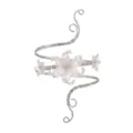 Elegante bracciale da braccio floreale in argento con fiori bianchi e pietre rosa - Bracciale da Braccio Floreale (13) / Oro bianco