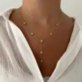 Elegant gold stainless steel Y-shaped necklace featuring zircon-encrusted rose charms. - Gold Rose Rhinestone Y-Necklace(NC26Y0272-2)