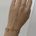 Bracelet bague élégant en acier inoxydable avec perles dorées pour femme bijoux - Style Décoré de Multi-Perles Vintage (BR26Y0301)