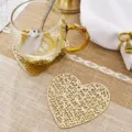 Gold hollow heart PVC coaster, anti-scald table mat, insulation coffee and tea cup mat. - Gold