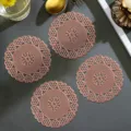 Rose gold PVC hollow heart coaster, elegant Nordic style table mat, 4-piece set for coffee cups. - 10cm Coaster / Rose Gold