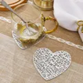 Hollow heart-shaped PVC coaster heat insulation cup mat stylish coffee mat table decor - Silver
