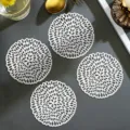 White hollow-out PVC round coasters, heat-insulating cup mats for coffee and wine tables. - Raindrop Coaster / 10cm / Silver