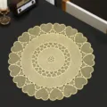 Round Hollow PVC Heart Coaster Gold Bronzing Placemat Nordic Style Waterproof Mat - 38cm Placemat / Gold