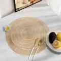 Στρογγυλό σουπλά PVC χρυσοτυπία θερμομόνωση τραπεζιού κουζίνας διακόσμηση σπιτιού - Μεγάλο Λουλούδι Πυροτεχνημάτων / Χρυσό