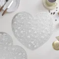 PVC Heart Shaped Hollow Placemat Coaster Nordic Style Waterproof Heat Resistant Mat - Heart Placemat / 38 cm / Silver
