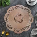 Set de table rond en PVC ajouré or rose, exquise conception florale isolation thermique. - 38 cm / Or Rose