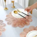 Rose gold hollow flower PVC placemat, decorative heat-resistant table mat for dining and coffee. - 38 cm / Rose Gold