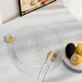Λευκό στρογγυλό σουπλά PVC δυτικού τύπου, μονοχρωμία αδιάβροχο χαλάκι θερμομόνωσης. - Μεγάλο Λουλούδι Πυροτεχνημάτων / Ασημί