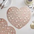 Rose gold PVC heart hollow placemat, waterproof heat resistant coffee coaster home table decor - Heart Placemat / 38 cm / Rose Gold