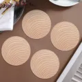 Round hollow bronzing PVC coasters set, anti-scald thermal insulation table mat for coffee tea. - Diameter 10cm / Gold