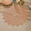 Rose gold hollow-out flower PVC coaster, elegant table mat for coffee cups and mugs. - Lucky Leaf Placemat / 38 cm / Rose Gold