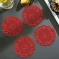 Rote Herz Spitze PVC Untersetzer Hohl Skandinavisch Tischmatte Hitzebeständig Tassenmatte - 10cm Untersetzer / Rot