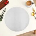 Round PVC hollow coaster heat insulated table mat stylish coffee cup mat decoration - Diameter 38cm / Silver