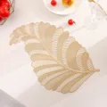Gold hollow leaf placemat PVC heat insulation table mat Nordic style dining table decor - Phoenix Tail Flower / Gold
