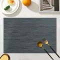 Dark Grey PVC Placemat Woven Texture Heat Resistant Table Mat Kitchen Dining Table - [Deep Black] Lucky Bamboo