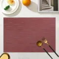 Red PVC woven placemat for dining table, heat resistant and waterproof modern table mat. - Pomegranate Red Lucky Bamboo