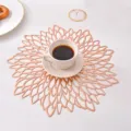 Rose gold PVC hollow floral placemat heat resistant waterproof table mat for dining room decor - Dahlia Placemat / Rose Gold