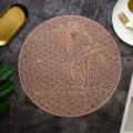 Round hollow PVC placemat metallic rose gold palm tree design heat resistant dining table mat - Coconut Tree / 38 cm / Rose Gold