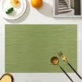 Green PVC woven placemat heat resistant waterproof table mat luxury dining table decor - Apple Green Lucky Bamboo