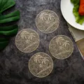 Gold hollow PVC placemat heat resistant washable table mat tropical palm tree design dining decor - Coconut Tree / 10cm / Gold