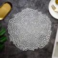 White round hollow placemat heat resistant waterproof table mat for dining room kitchen decor - Raindrop Placemat / 38 cm / Silver