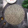 Tovaglietta rotonda cava in PVC oro tappetino da tavolo geometrico resistente al calore - Oro