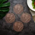 Hollow PVC bronzing table mat round thermal insulation placemat Nordic home dining decor - Coconut Tree / 10cm / Rose Gold