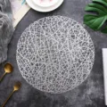 Tovaglietta rotonda cava in PVC bianco tovaglietta da cucina resistente al calore geometrica - Argento