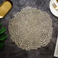 Gold hollow round placemat for dining table, creative insulated waterproof table mat decor. - Raindrop Placemat / 38 cm / Gold