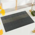 Grey PVC placemat with elegant gold stripe design, waterproof and heat resistant dining mat. - 45X30CM / Grey Stripe