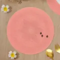Pink Round PVC Woven Placemat Heat Resistant Table Mat Modern Kitchen Dining Decor - Sunflower Style / 38 cm / Pink