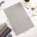 Grey PU leather placemat detailed scene showing waterproof texture and chic tableware setup. - Light Gray