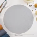 Round leather placemat waterproof heat insulation table mat for dining table kitchen home decor - Light Gray
