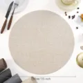 Round PU leather placemat waterproof heat resistant table mat 38cm European style kitchen dining - Textured Leather / Off White