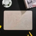 Rectangular feather pattern PVC placemat, golden bronzing heat insulation dining table mat decor. - Rose Gold