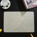 Rectangular PVC gold-stamped feather placemat heat insulation table mat for dining room decor - Gold