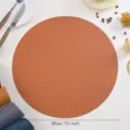 Round leather placemat 38cm brown woven waterproof heat resistant table mat variant - Orange