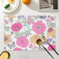 Tovaglietta in pelle impermeabile stile nordico, tappetino da tavola floreale per arredo - Uccelli che Cantano e Fiori Profumati