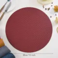 Round faux leather placemat 38cm waterproof heat resistant table mat for dining kitchen decor - Burgundy