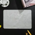 Rectangle feather PVC placemat waterproof heat resistant table mat stylish dining decor - Silver