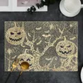 Halloween hollow PVC placemat gold pumpkin table mat western dining insulation non-slip pad - Branch Pumpkin / 45x30cm / Gold