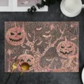 Nordic hollow PVC Halloween placemat rose gold pumpkin table mat insulated anti-slip dining decor - Branch Pumpkin / 45x30cm / Rose Gold