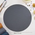 Round leather placemat waterproof heat insulation table mat for dining room 38cm - Dark Gray