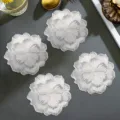 Nordic flower shaped PVC placemat waterproof heat insulation table mat set variant style - 10cm Coaster / Gold