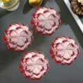 Red flower PVC waterproof heat insulation placemat nordic style home table coaster - 10cm Coaster / Red